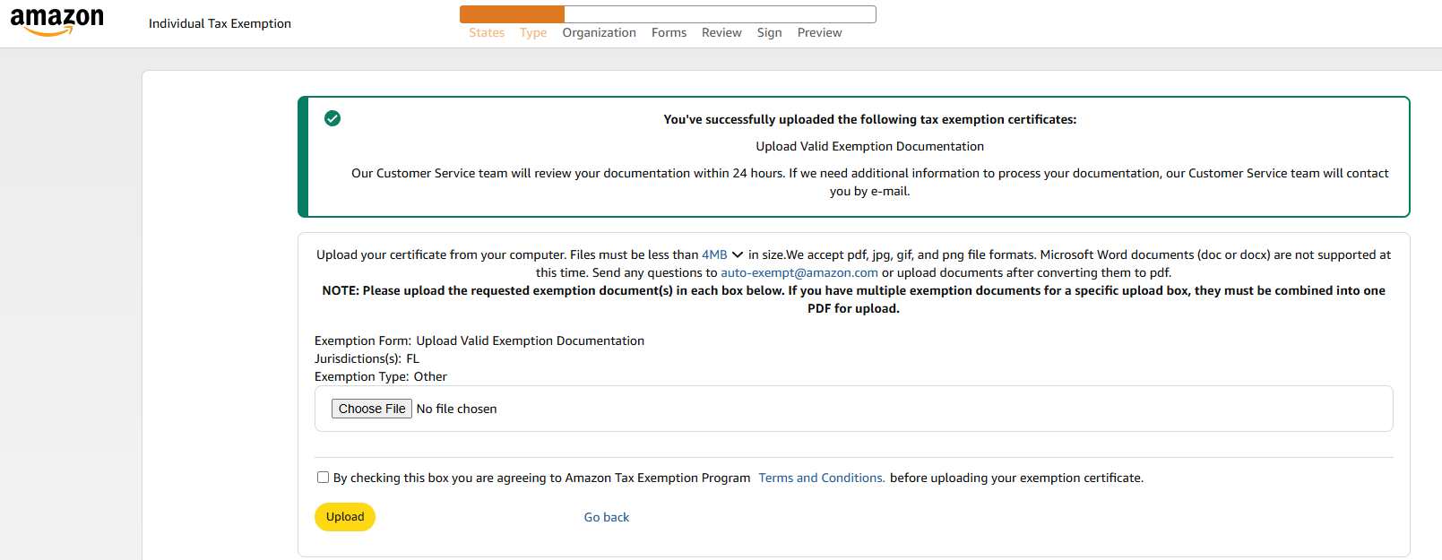 tax exemption blue link